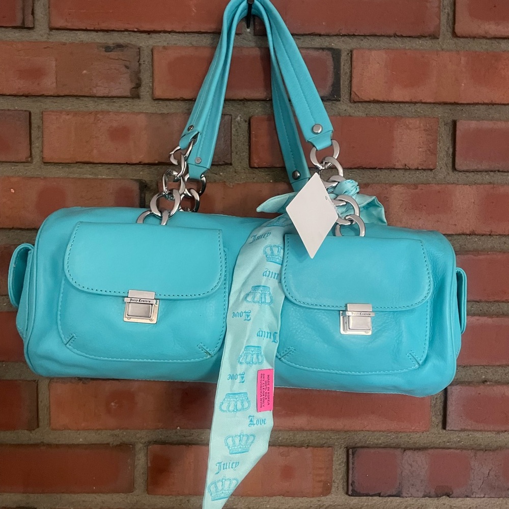 Juicy Couture Turquoise Shoulder Bag new with tags zippered silver Juicy details